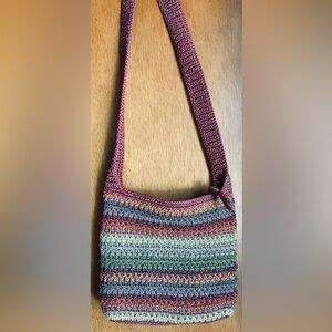 The SAK Multicolor Stripe Crochet Shoulder Bag . Top zipper & back pocket. NWT